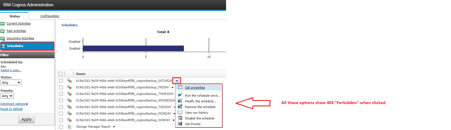 CI reporting shows 403 when trying to view/edit  reports