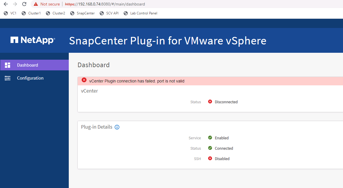 SCV Management Dashboard UI errors after upgrading from 4.9 to 5.0P1