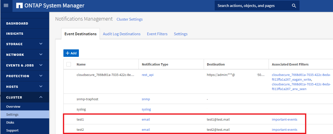 Is it possible to set multiple destinations for same event filter from System Manager