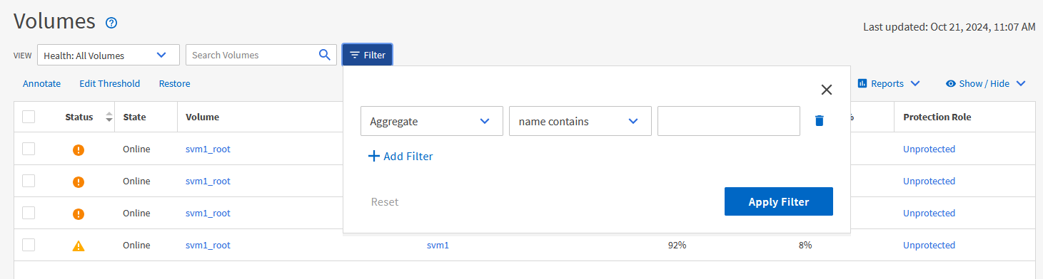 options are available for customizing reports in Active IQ Unified Manager