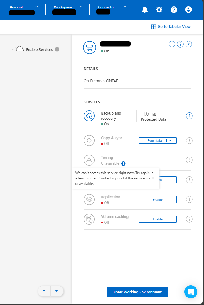 Tiering Service is Unavailable status on BlueXP with old BlueXP Connector