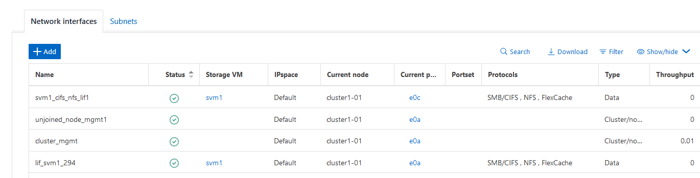 Network Interfaces also report&nbsp;NFS protocol as enabled