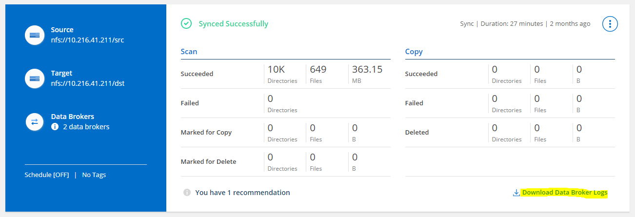 Downloading Data Broker logs from UI fails