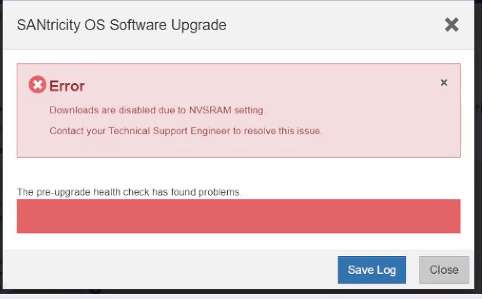 SANtricity OS upgrade fails with Downloads are disabled due to NVSRAM setting