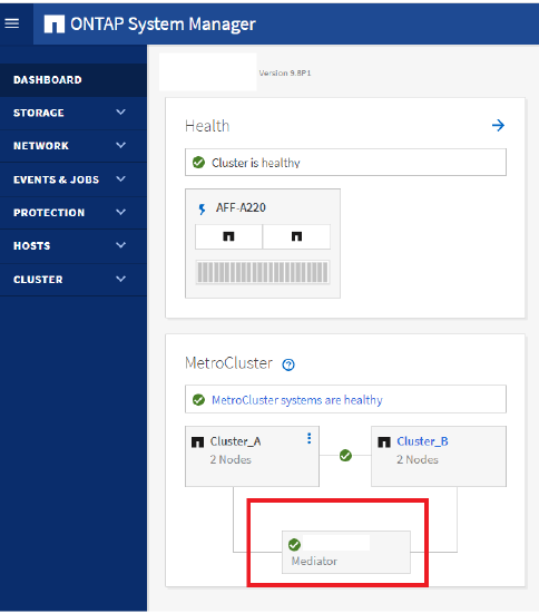 Metrocluster mediator is not visible on one side of the metrocluster Metrocluster mediator is not visible on one side of the metrocluster