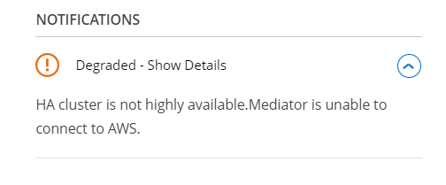 HA Cluster is not highly available. Mediator is unable to connect to AWS