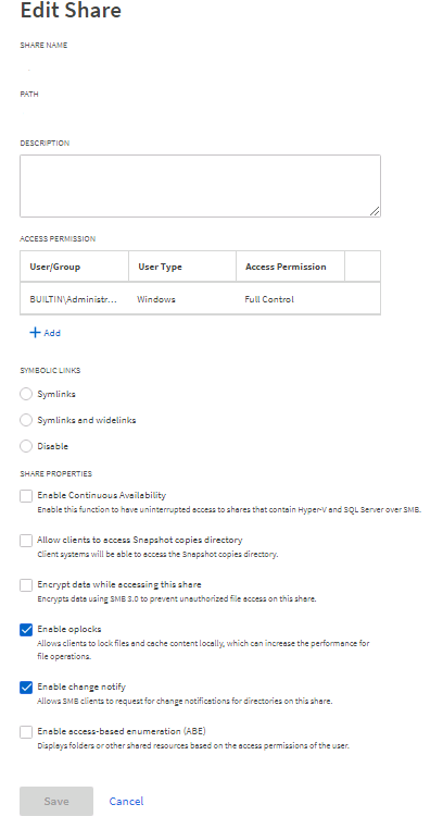On the classic version of OnCommand System Manager under Shares